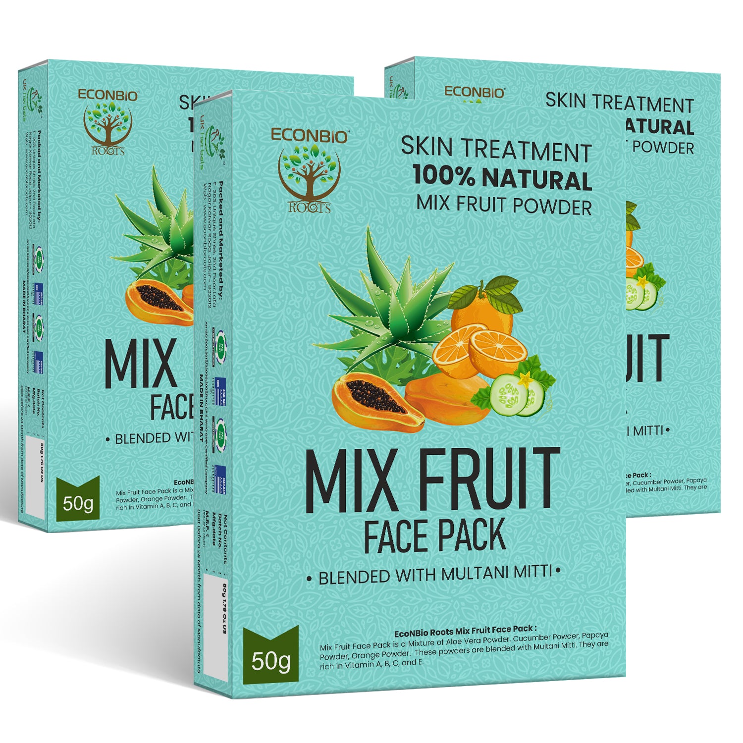 ECONBIO ROOTS 100% Natural Mix Fruit Face Pack 50g (Pack of 3)