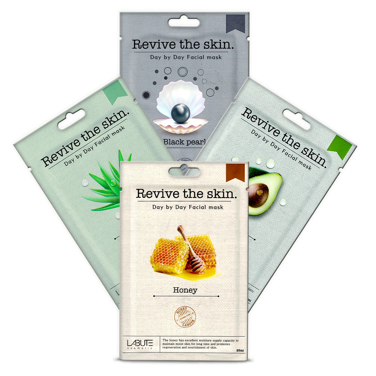 ECONBIO ROOTS Labute Black Pearl, Aloevera, Avocado & Honey Facial Sheet Mask (Pack of 4)