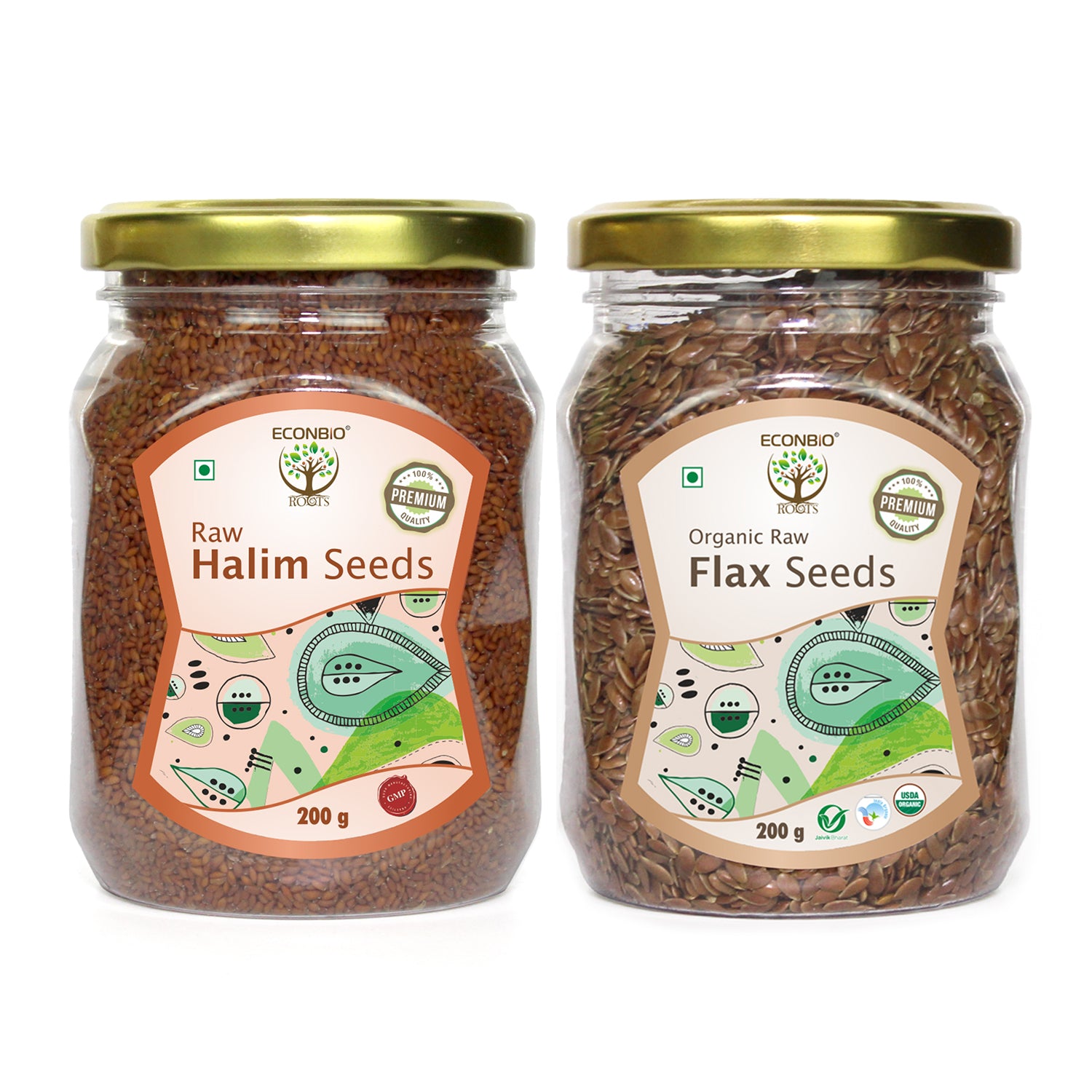 ECONBIO ROOTS Natural Seeds Combo (Flax 200g & Halim seeds 200g)