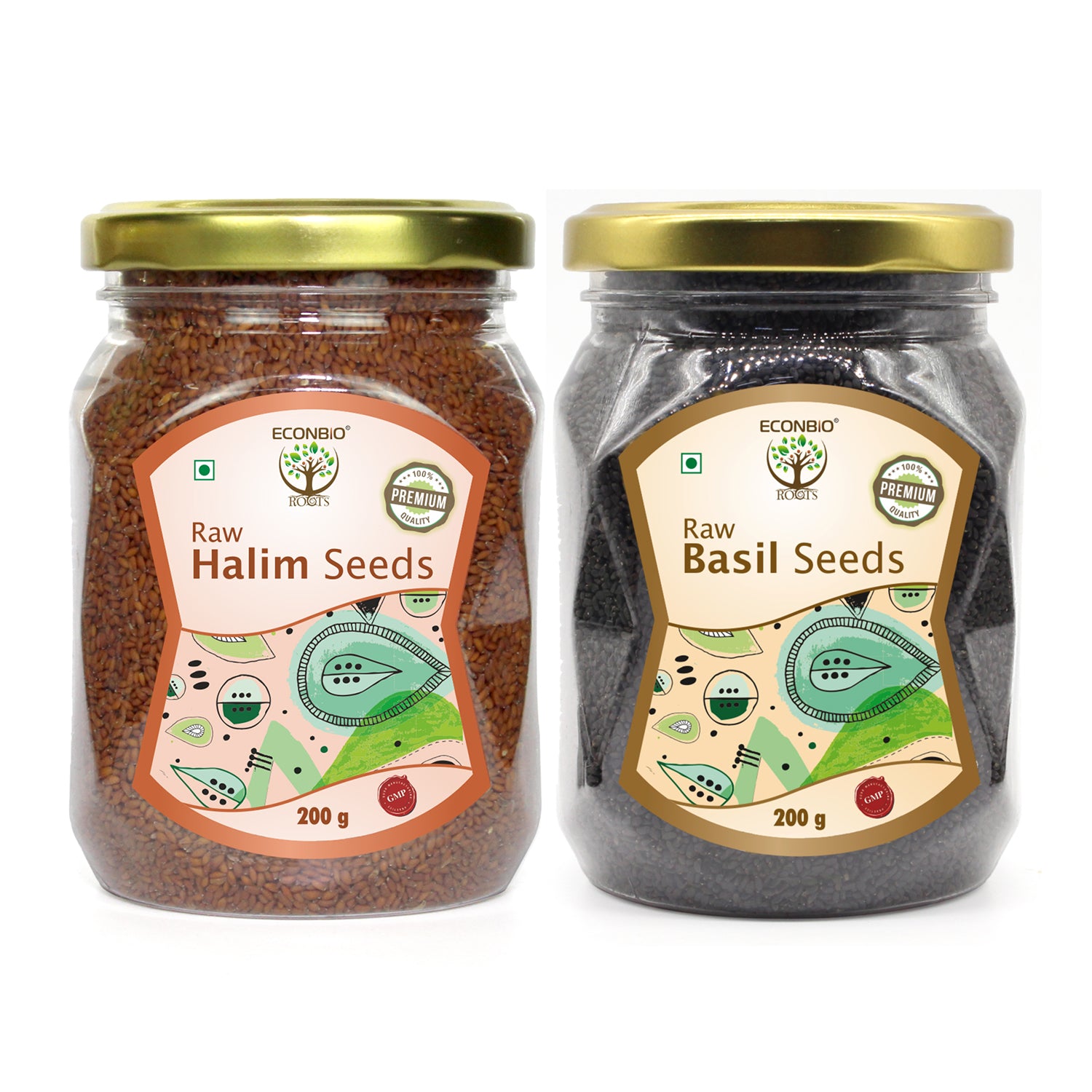 ECONBIO ROOTS Natural Seeds Combo Halim and Basil seeds 100g