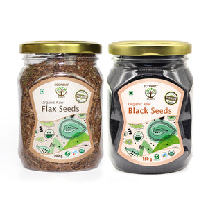 ECONBIO ROOTS Natural Seeds Combo (Flax 200g & Black Seeds 150g)