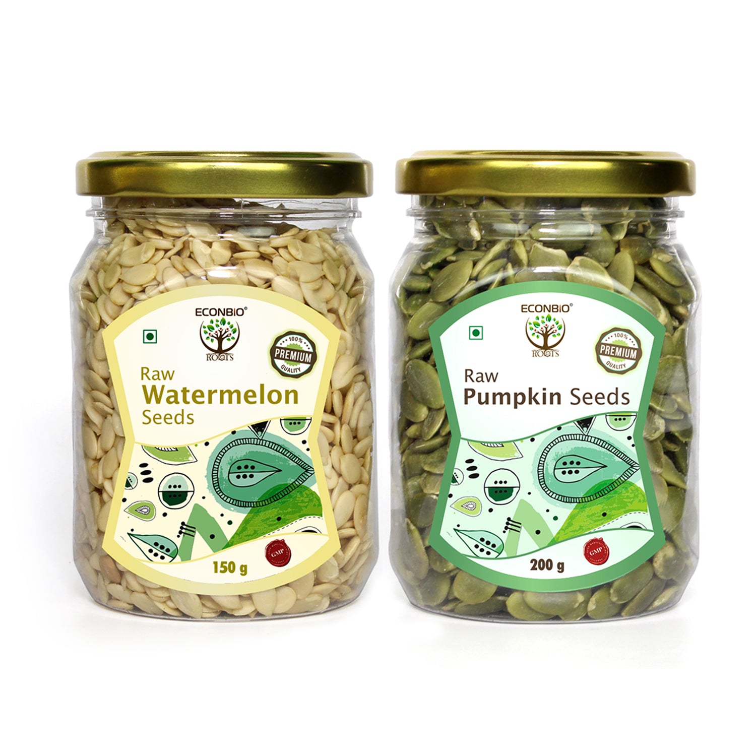 ECONBIO ROOTS Natural Seeds Combo (Pumpkin 200g & Watermelon Seeds 150g)