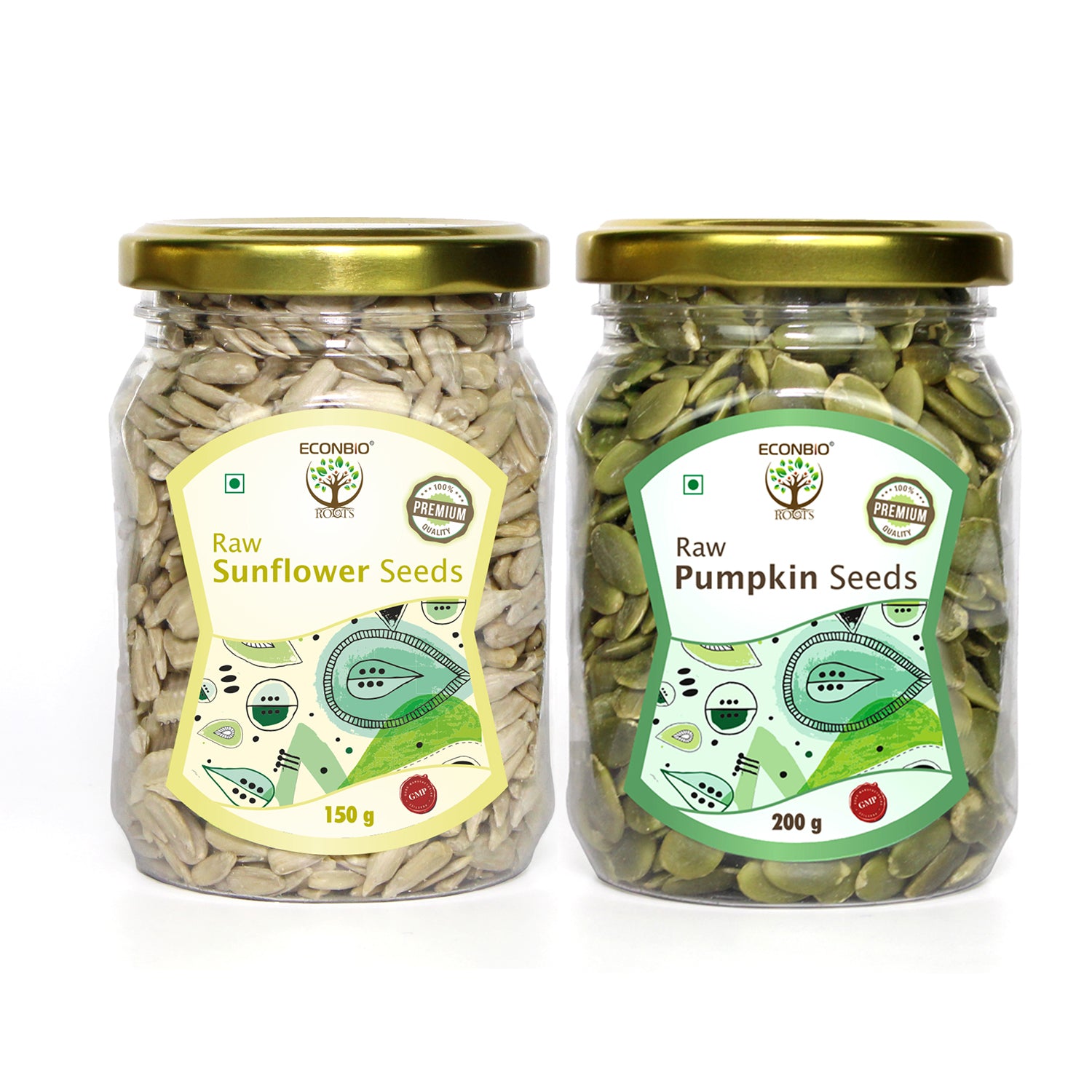 ECONBIO ROOTS Natural Seeds Combo (Pumpkin 200g & Sunflower Seeds 150g)