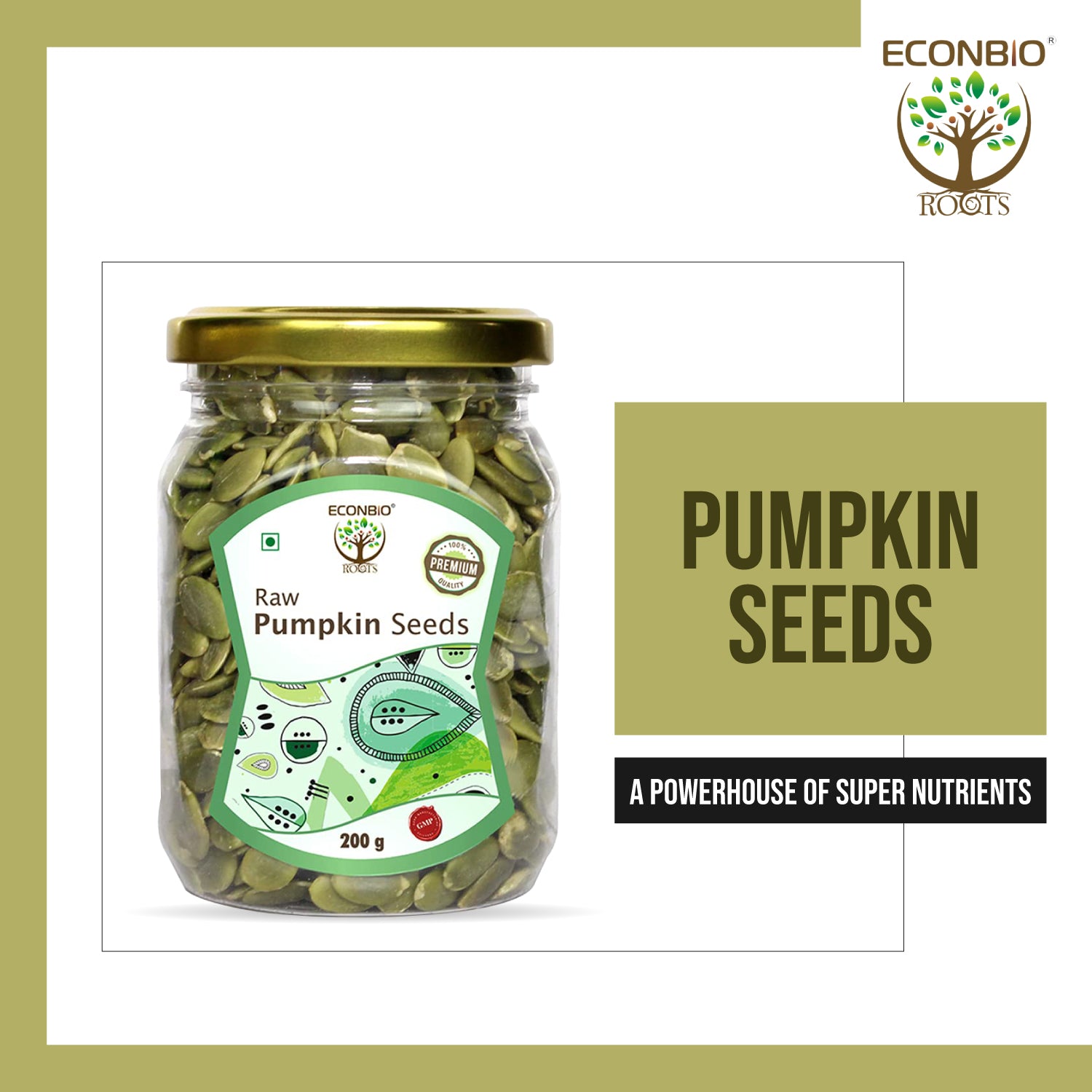 ECONBIO ROOTS 100% Natural Raw Pumpkins Seeds 200g