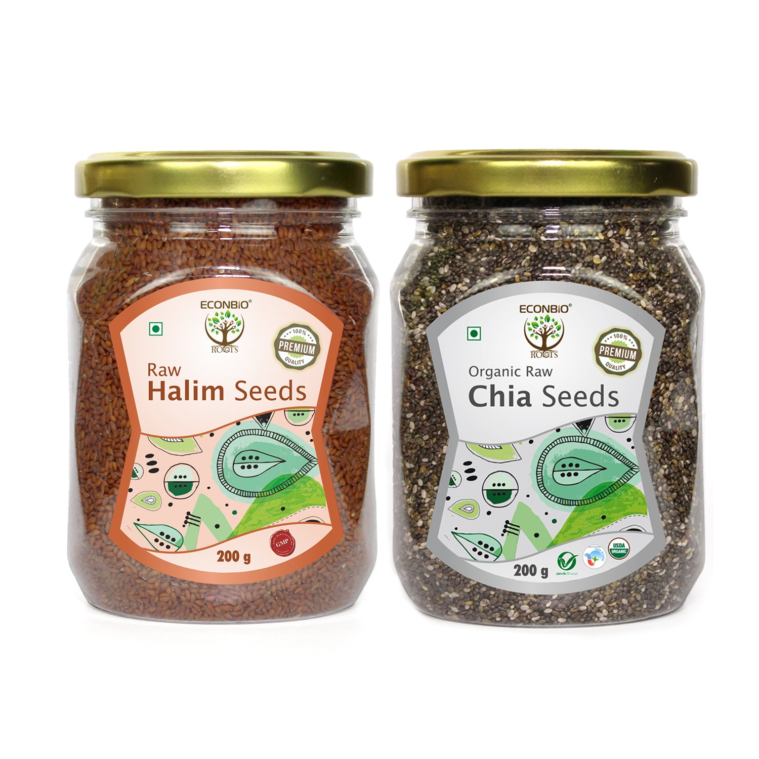 ECONBIO ROOTS Natural Seeds Combo (Chia 200g & Halim Seeds 200g)