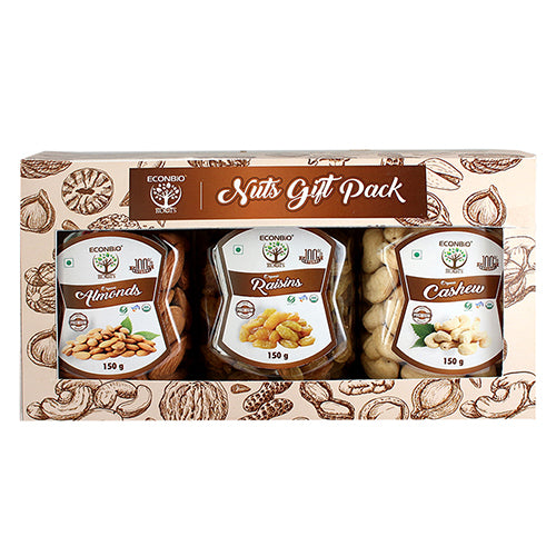 ECONBIO ROOTS Certified 100% Organic Dry Fruits Combo 450g ( Organic Raisins, Cashews & Organic Almonds)