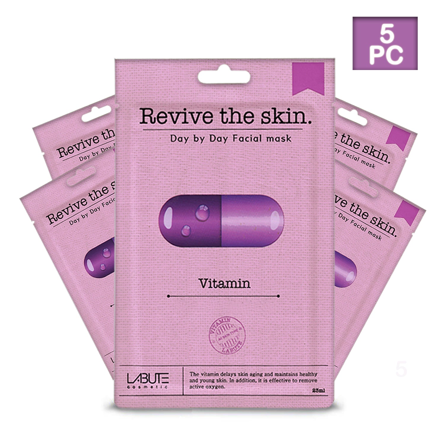 ECONBIO ROOTS Labute Korean Vitamin Facial Mask, 23ml (Pack of 5)