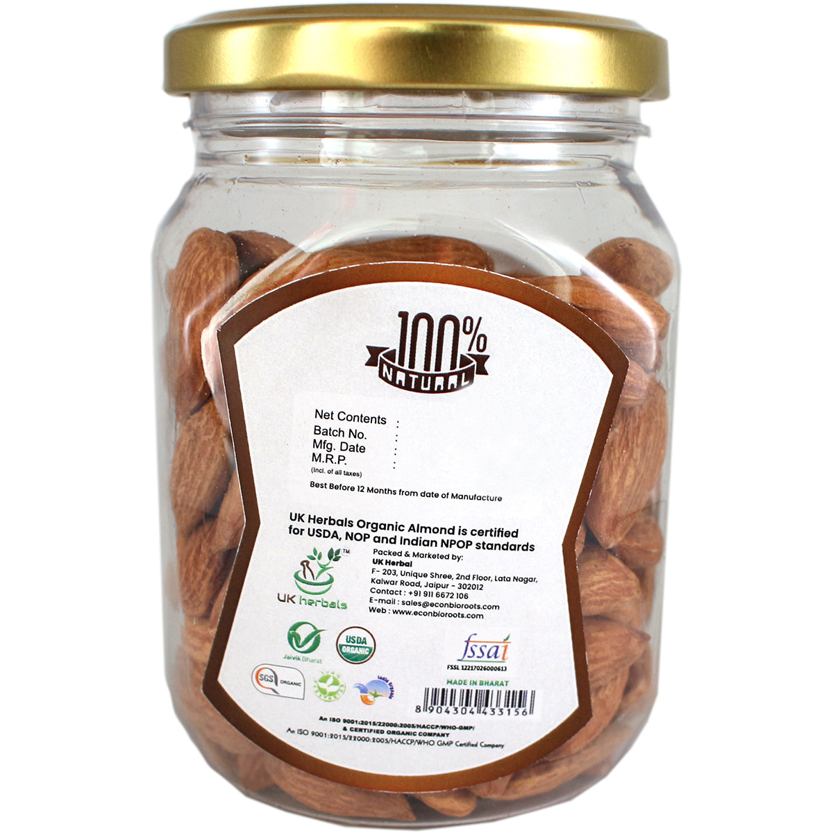 ECONBIO ROOTS Certified Organic Almonds 150g & Raw Pumpkin Seeds 200g