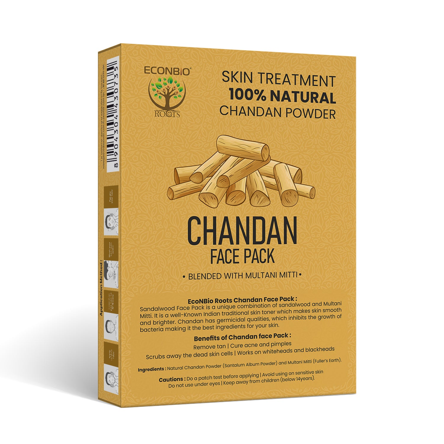ECONBIO ROOTS 100% Natural Face Pack Combo | Chandan, Saffron & Orange Face Pack | 50g (Pack of 3)