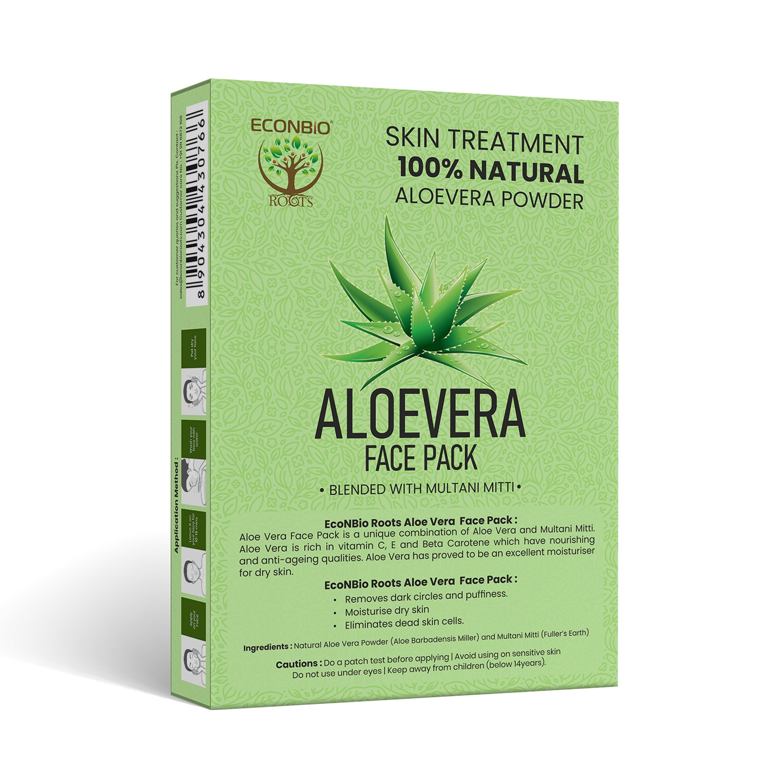 ECONBIO ROOTS 100% Natural Aloe Vera Face Pack 50g (Pack of 3)
