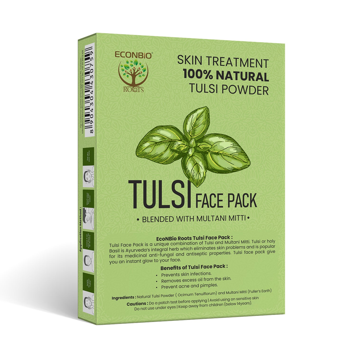 ECONBIO ROOTS 100% Natural Tulsi Face Pack 50g (Pack of 3)