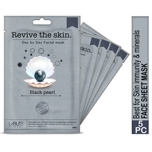 ECONBIO ROOTS Labute Korean Black Pearl Facial Sheet Mask, 23ml (Pack of 5)