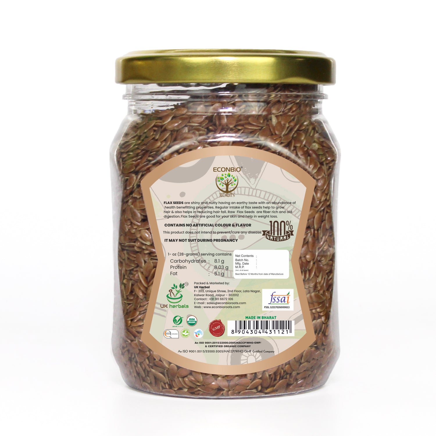 ECONBIO ROOTS Natural Seeds Combo (Flax 200g & Halim seeds 200g)