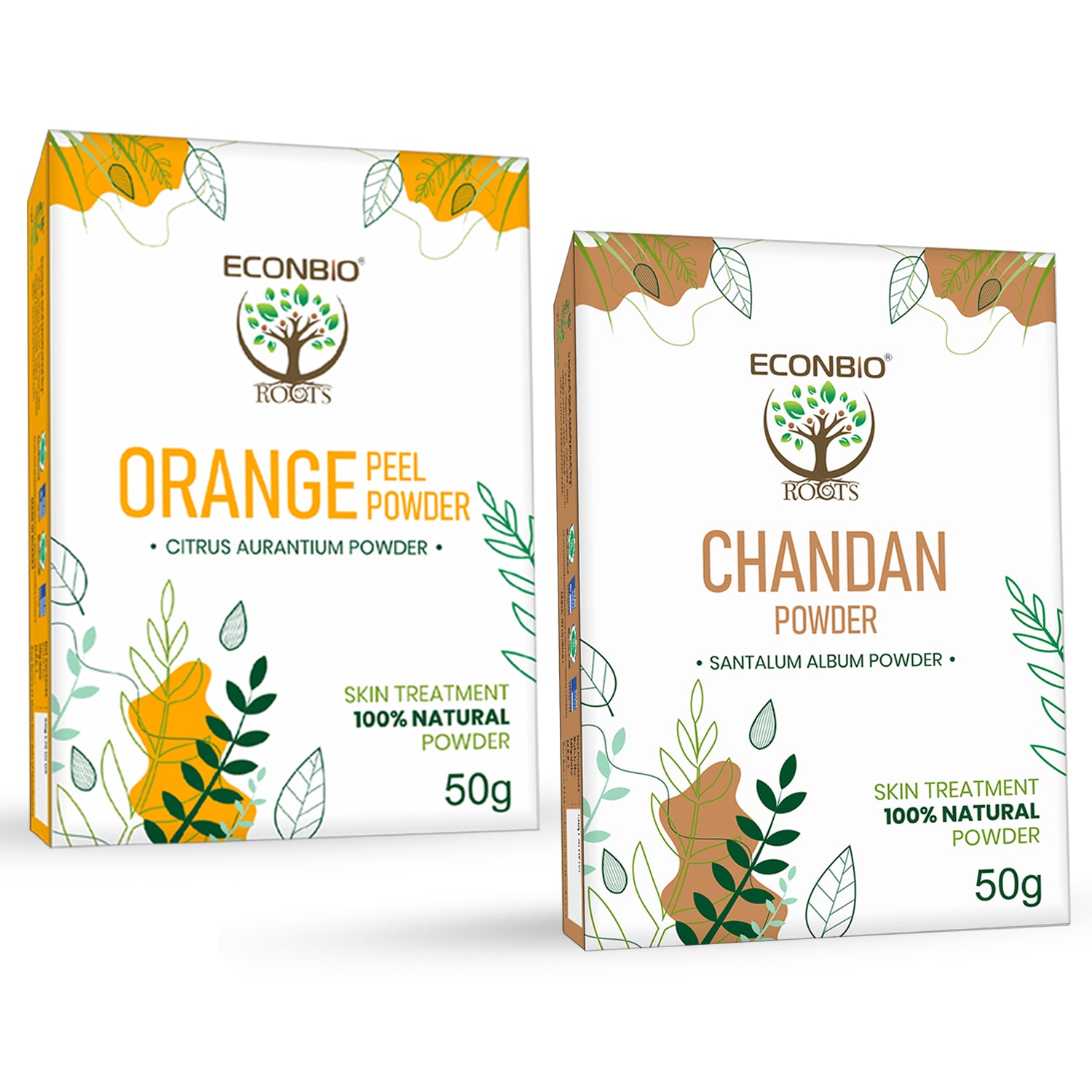 ECONBIO ROOTS Natural Skin Care Combo (Orange Peel 50g & Chandan Powder 50g)
