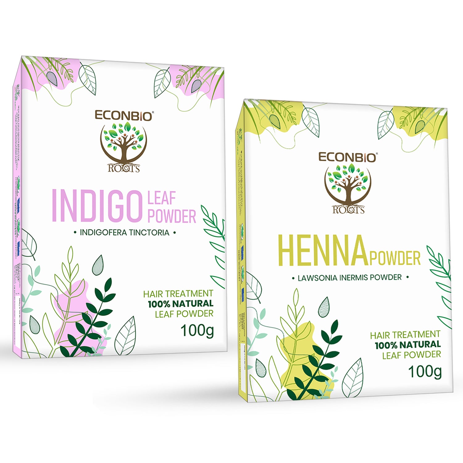 ECONBIO ROOTS Natural Hair Colour Combo (Indigo Leaf 100g & Henna Powder 100g)