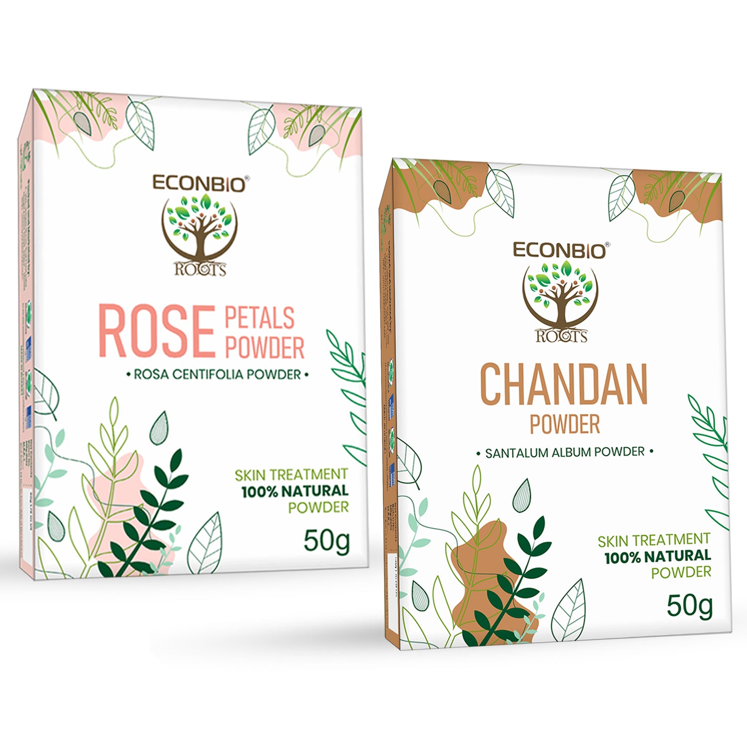 ECONBIO ROOTS Natural Skin Care Combo (Chandan Powder 50g & Rose Petal Powder 50g)