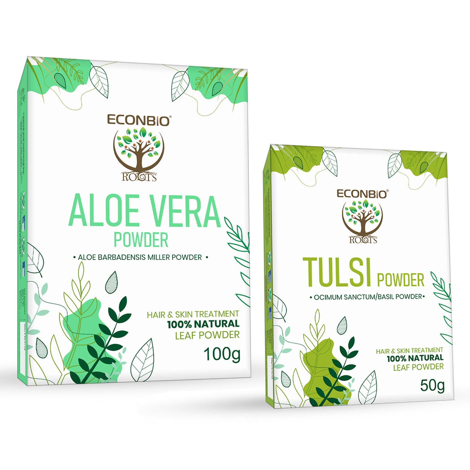 ECONBIO ROOTS Natural Skin Care Combo (Aloe vera 100g and Tulsi Powder 50g)