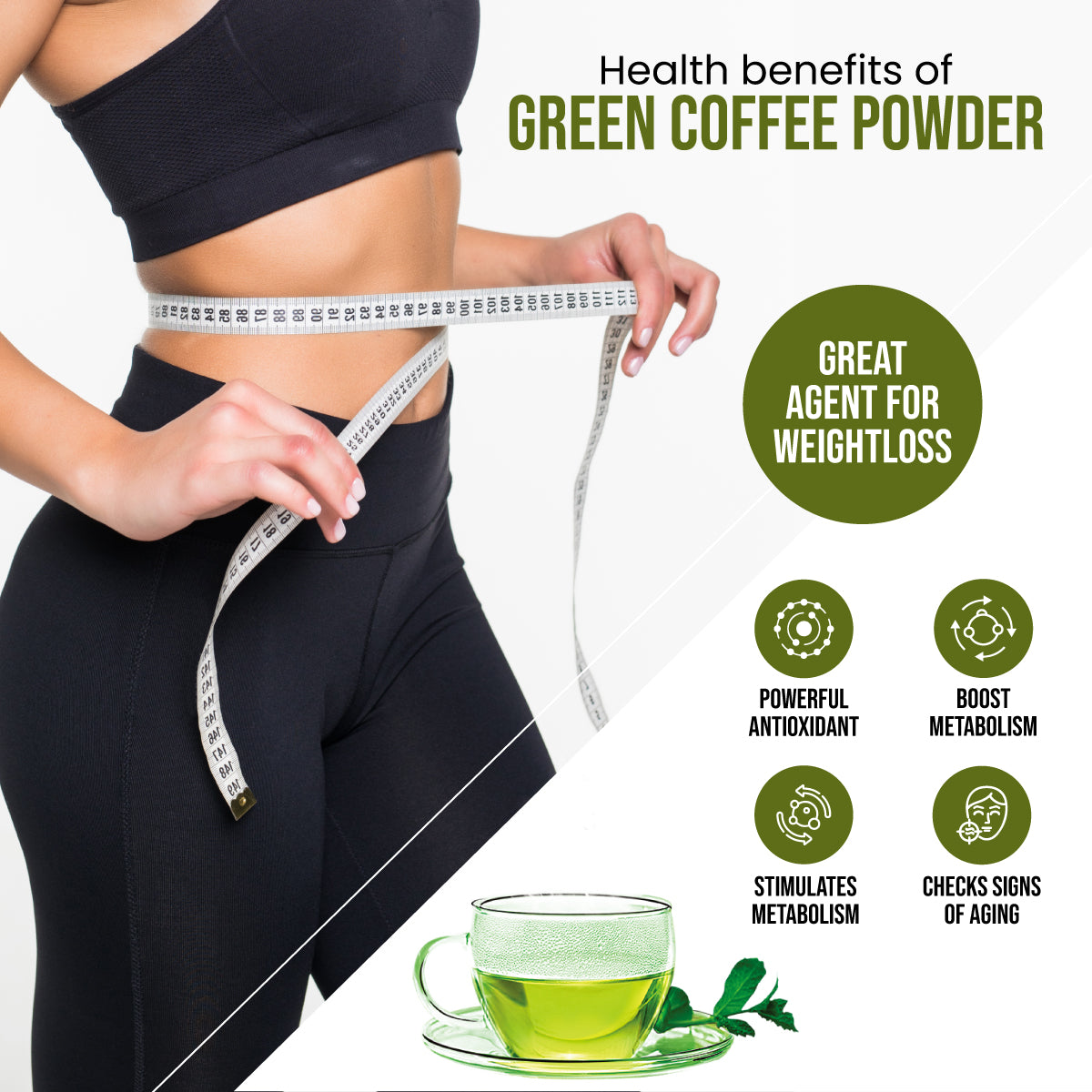 ECONBIO ROOTS Green Coffee Beans, Granules & Powder | Natural Immunity Booster | Weight Loss Management | 200g (Pack of 3)