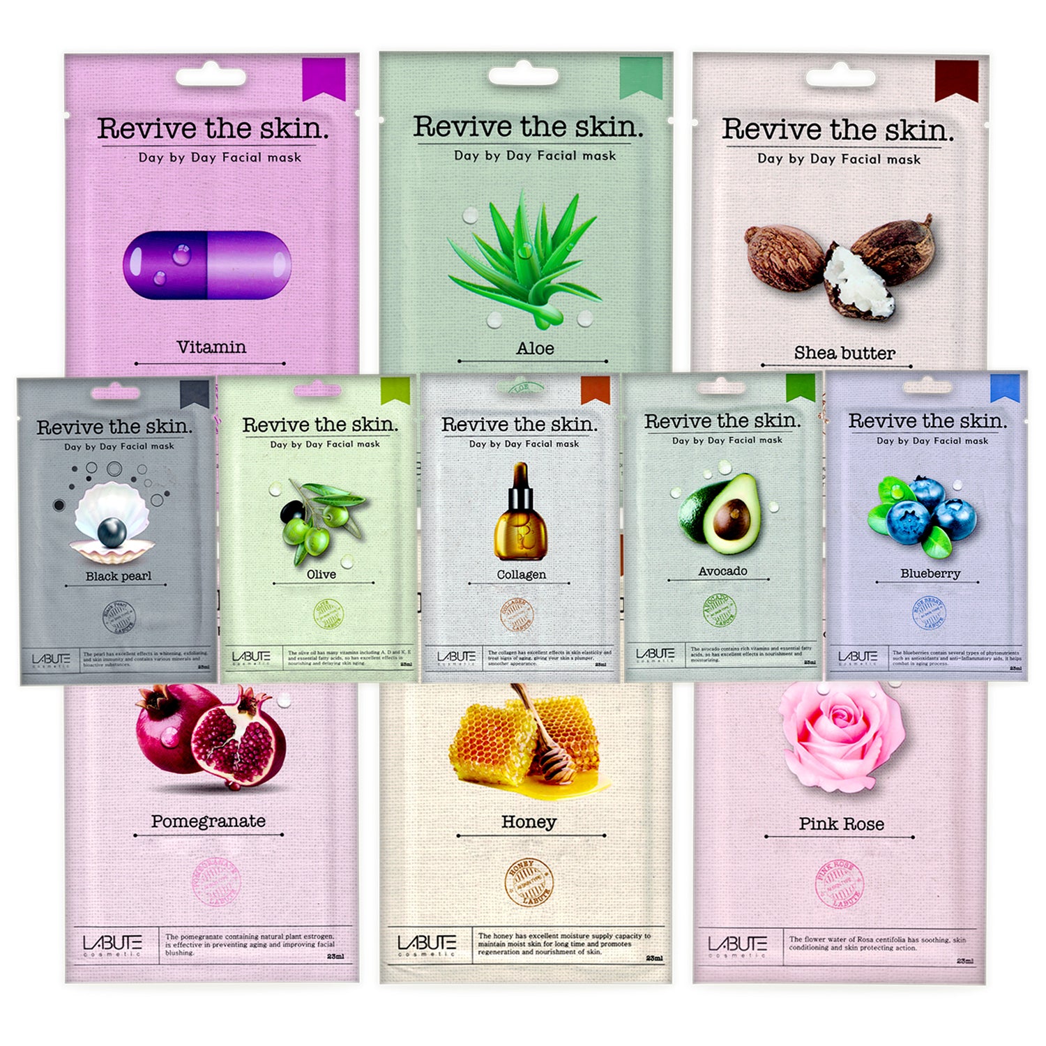 ECONBIO ROOTS Labute Skin Revival Facial Sheet Mask (Pack of 11) | Natural Skin Care | Rejuvenate Skin