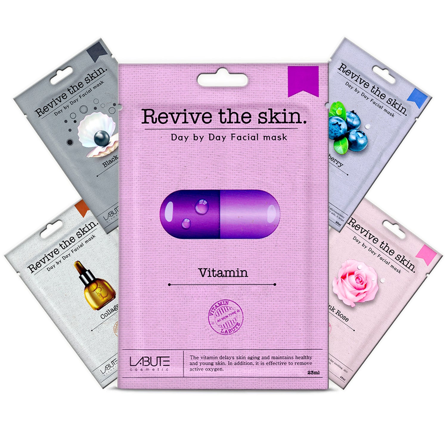 ECONBIO ROOTS Labute Korean Skin Revival Facial Sheet Mask, 23ml (Pack of 5)