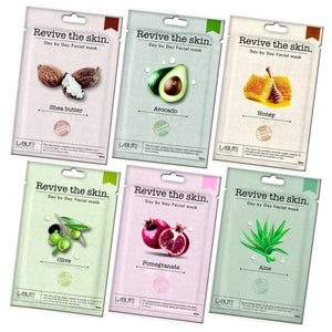ECONBIO ROOTS Labute Aloevera, Avocado, Honey Pomegranate, Olive & Shea Butter Facial Sheet Mask (Pack of 6)