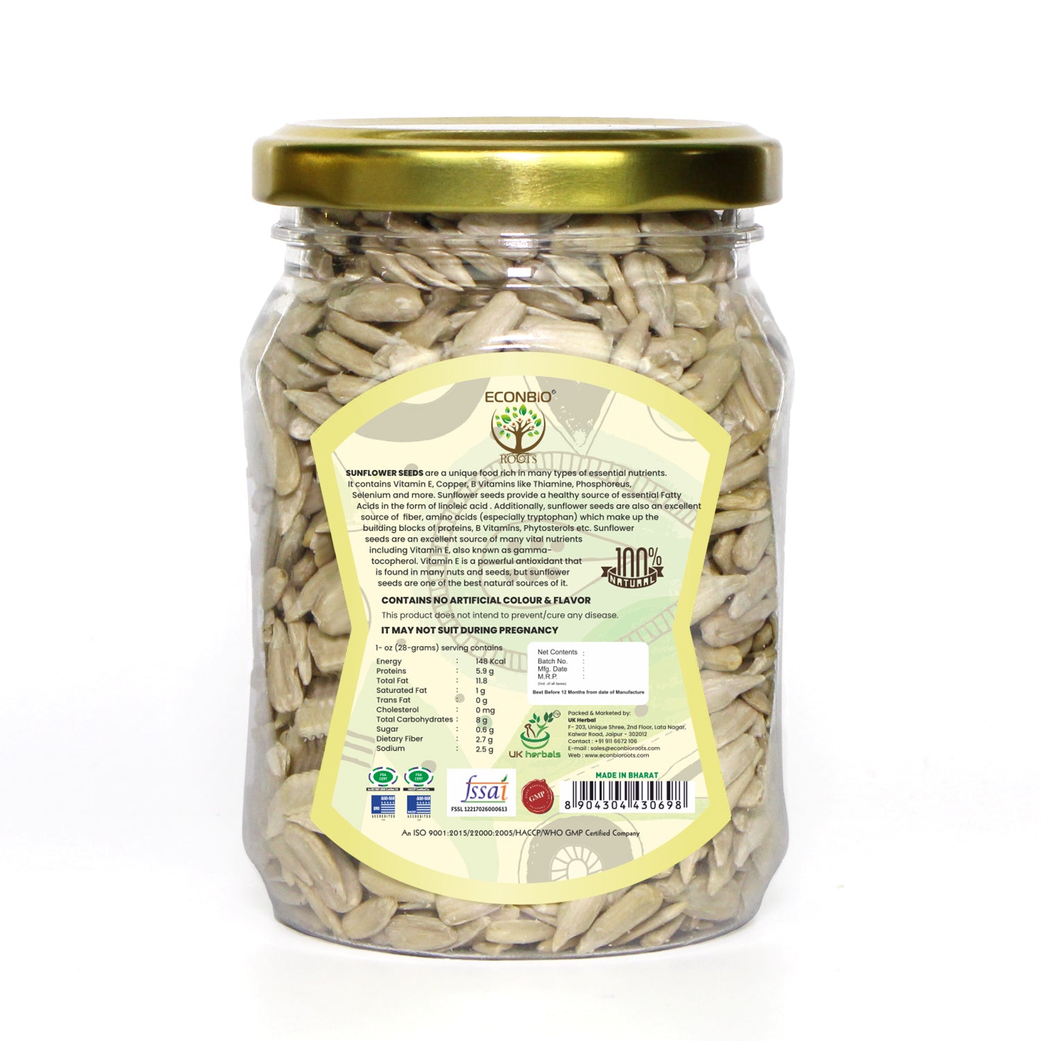 ECONBIO ROOTS Natural Seeds Combo (Sunflower 150g & Chia seeds 200g)